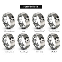 font options for inside engraving on gray espresso cup rings