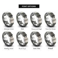 font options for inside engraving on silver espresso cup rings