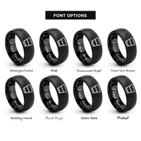 font options for inside engraving on black espresso shot glass rings