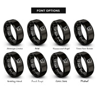 font options for inside engraving on black espresso shot glass rings