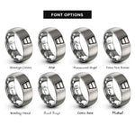 font options for inside engraving on gray espresso shot glass rings