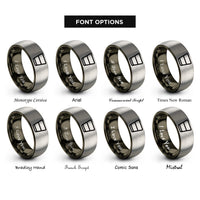 font options for inside engraving on gunmetal & gray espresso shot glass rings