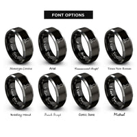 font options for inside engraving on black & gray espresso tamper rings