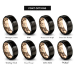 font options for inside engraving on black & rose gold essential oil bottle rings