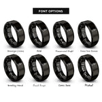 font options for inside engraving on black eternal flame rings