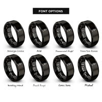font options for inside engraving on black eternal flame rings