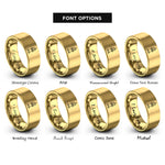 font options for inside engraving on gold eternal flame rings