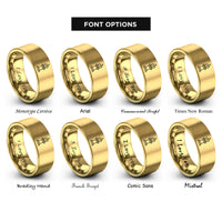 font options for inside engraving on gold eternal flame rings