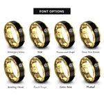 font options for inside engraving on black & gold eternity knot rings
