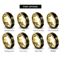 font options for inside engraving on black & gold eternity knot rings