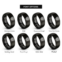 font options for inside engraving on black eternity knot rings