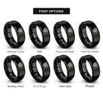 font options for inside engraving on black eternity knot rings