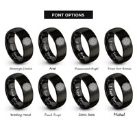 font options for inside engraving on black eternity knot rings