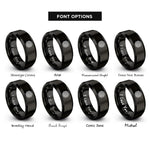 font options for inside engraving on black eternity knot rings