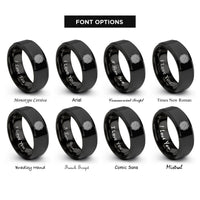 font options for inside engraving on black eternity knot rings