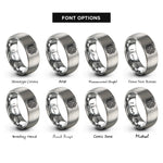 font options for inside engraving on grey eternity knot rings