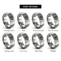 font options for inside engraving on grey eternity knot rings