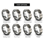 font options for inside engraving on gray eternity knot rings