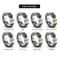 font options for inside engraving on gray eternity knot rings