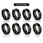 font options for inside engraving on black & silver ethanol molecule rings