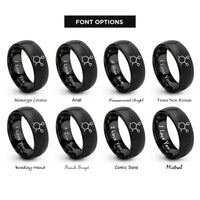 font options for inside engraving on black ethanol molecule rings