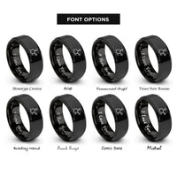 font options for inside engraving on black ethanol molecule rings