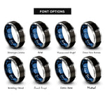 font options for inside engraving on black & blue & grey ethernet plug rings