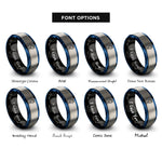 font options for inside engraving on black & blue & grey ethernet plug rings
