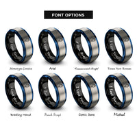 font options for inside engraving on black & blue & grey ethernet plug rings