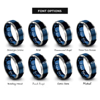 font options for inside engraving on blue & silver ethernet plug rings