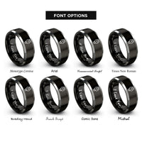 font options for inside engraving on black & gray ethernet plug rj45 rings
