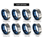 font options for inside engraving on blue & grey ethernet plug rj45 rings