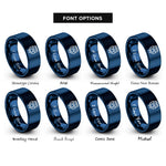 font options for inside engraving on blue ethernet plug rj45 rings