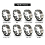 font options for inside engraving on silver ethernet plug rj45 rings