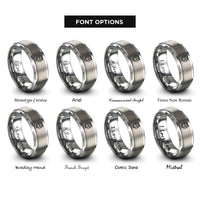 font options for inside engraving on silver ethernet plug rj45 rings