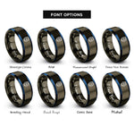 font options for inside engraving on gunmetal & blue ethernet plug rj45 rings