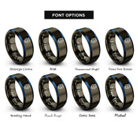 font options for inside engraving on gunmetal & blue ethernet plug rj45 rings