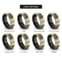 font options for inside engraving on black & gold & silver euphonium rings
