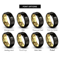 font options for inside engraving on black & gold euphonium rings