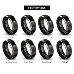 font options for inside engraving on black & silver euphonium rings