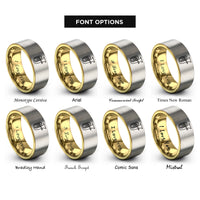 font options for inside engraving on gold & silver euphonium rings