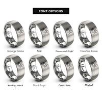 font options for inside engraving on silver euphonium player rings