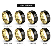 font options for inside engraving on black & gold euphoniums clef rings