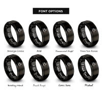 font options for inside engraving on black europe rings