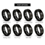 font options for inside engraving on black europe rings