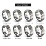 font options for inside engraving on grey europe rings