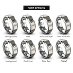 font options for inside engraving on silver europe rings
