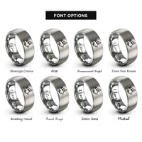 font options for inside engraving on silver europe rings