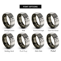 font options for inside engraving on gunmetal & silver europe rings