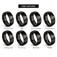 font options for inside engraving on black everest asia rings
